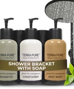 Terra Pure Spa Collection  WallMounted NoDrill Hotel Amenities Dispenser  1014oz Bottles  TamperProof Locking Bracket  1 Bracket with Shampoo Conditioner and Body Wash