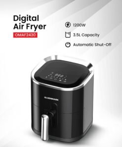 Olsenmark 3.5L Digital Air Fryer – Oil-Free Healthy Cooking with Non-Stick Pot & Tray | 80% Less Fat | Auto Shut-Off & Ready Alert | Adjustable Temperature Control | 1200W High-Performance Air Circulation 3.5 L 1200 W OMAF2430 Black