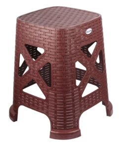 Esqube Plastic High Stool Square for Indoors and Outdoors Brick Red