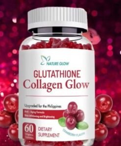 NATURE GLOW Collagen Glow with Glutathione – 60 Cranberry Gummies for Hair, Skin & Nail Health | Brightening & Youthful Skin Support