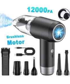 Changli Car Vacuum Cleaner Cordless and Air Duster ,Air Blow Powerful brushless motor 12000PA Handheld Vacuum With 4000 mAh battery and safety hammer, Portable Multi-Nozzles for Car, Keyboard, Home, Office, Kitchen