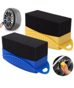 Oasisgalore 2 Pack Tire Dressing Applicator Car Tire Cleaning Sponge Pads Quick Cleaning Tool Car Wheel Waxing Sponge With Box Curved Sponge