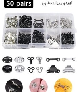 Lemon 50 Pairs 3 Styles Skirt Hooks and Eyes Sewing Hook, Sewing Snaps Clothing Fixing Tools with Metal Snaps Buttons Fasteners Press Studs for Trousers Skirt Dress Sewing and DIY Crafting, 2 Colors