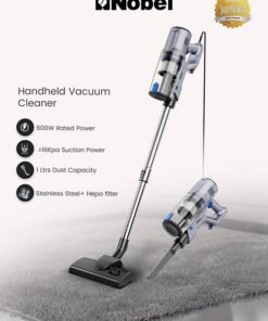 Nobel 2-in-1 Upright & Handheld Vacuum Cleaner 600W Powerful Suction 1000ml Dust Capacity, HEPA + Stainless Steel Filter, Low Noise, Lightweight Design – NVC633 (1 Year Warranty) 1000 ml 600 W NVC633 grey
