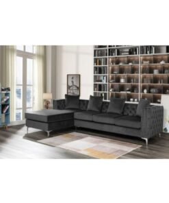Maharat Al Bahar Regal Modern Luxury Fabric Sofa Set 5 Seaters Graciously Elegant Living Room Furniture Black 260x90x80