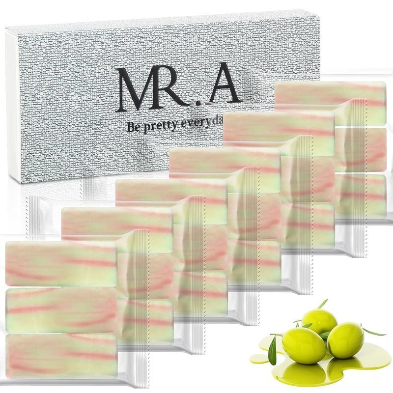MRA 18 Handmade Travel Soap Individually Wrapped Mini Olive Bar Soap Bulk Body Bath Gentle Bars Men Women Travel Size Toiletries for Homeless Hotel Essentials Wash for Guest Bathroom