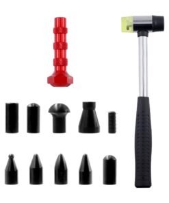 DUNISO 11Pcs Paintless Dent Repair Tool Kits, One Dent Rubber Hammer with 9 Different Shaped Heads Tips and 1 Metal Tap Down Pen , Dent Removal Tap Down Tools，Sturdy and Durable，for Cars Dent Repair