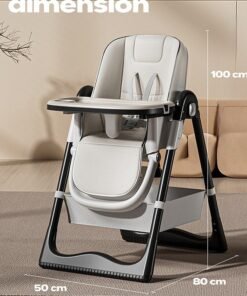 Alternative view of BAYBEE 3 In 1 Baby Feeding High Chair With 8 Height Adjustable, Footrest, Tray, 160 Degree Recline, 5 Point Safety Belt And Wheels, 0 - 6 Years, White