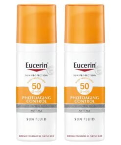 Eucerin Pack Of 2 Face Sunscreen Photoaging Control Anti-Age Sun Fluid Suitable As Make-Up Base Orange 50ml