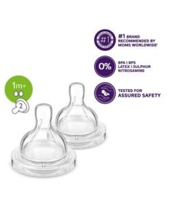 Alternative view of Philips Avent Classic Anti-Colic Baby Bottle 1M+ Flow Teat/Nipple (Pack of 2) | SCY762/02