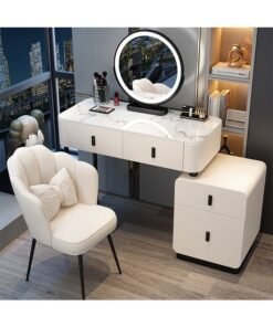 NKX Makeup Vanity Table Dressing Table Flip Mirror With Drawers And Chair 100 CM