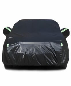 GROIC Multi-Layers Car Cover Waterproof All Weather for Automobiles, Outdoor Full Cover Windproof, Sand proof, Rain proof, UV proof Car Covers with Zipper Door Car Protection Black L