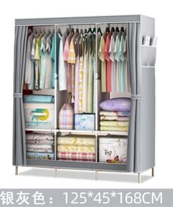 Simple Wardrobe Fabric Steel Frame Single Double Cloth Wardrobe Storage Simple Modern Economical Bedroom Assembled Wardrobe