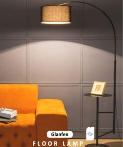 Glanfen With Shelf Nordic Modern Iron Atmosphere Standing Floor Lamp LED Three-Tone Lighting With Coffee Tray