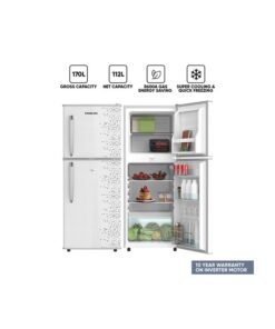 NIKAI 170L Gross / 112L Net, Double Door Refrigerator With Vegetable Crisper And Adjustable Glass Shelves, Convenient Defrosting And Temperature Control, Ideal For Kitchen, Bedroom, Office And Hotels 294 kW NRF170DN3M Grey