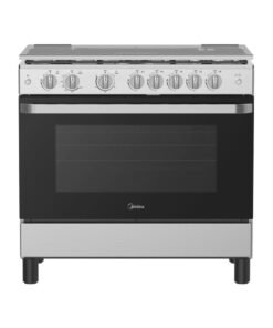 Midea 90x60cm Freestanding Cooker, Full Gas Cooking Range with 5 Burners, Automatic Ignition & Full Safety, Cast Iron Pan Support, Stainless Steel Finish, Separate Knob for Oven & Grill MFO-MG36LE-SS MFO-MG36LE-SS silver