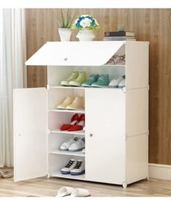 DubaiGallery Plastic Modular Shoe Cabinet Cube Shoe Storage Organizer Portable Adjustable Shoe Rack Shelf Space Saving Doors Closet Entryway