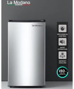 La Modano 150L Gross / 83L Net Single Door Refrigerator, Manual Temperature Control, R600a Refrigerant, LED Light, 2 Glass Shelves + 1 Drawer, Inside Condenser, Recessed Handle - LMR150D (1 Year Warranty)