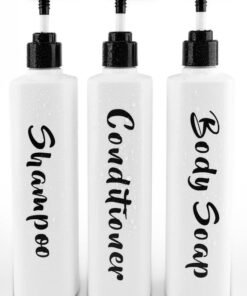 AUMIO 16.9oz Shampoo and Conditioner Dispenser Set of 3-Printed Shower Soap Dispenser Plastic Shampoo Bottles Refillable with Pump - Shampoo Conditioner Body Wash Dispenser for Bathroom Shower Wall