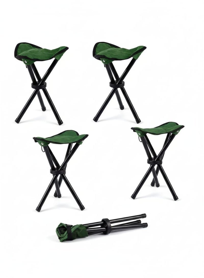 BlueFire Set of 4 Compact Folding Tripod Stools – Portable 3-Leg Chairs for Outdoors, Sports, Boating & Camping, Anti-Slip, Foldable, Durable, 200KG Load Bearing Each