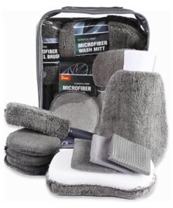 NNEWVANTE Car Cleaning Tools Kit Car Detailing Set Tire Brush Polishing Towel Cloth Wash Sponge Microfiber Cleaning Mitt Towels Kit