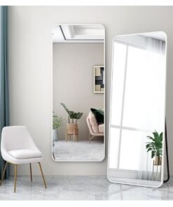 Bluejw Full Length Mirror Floor Mirrors with Aluminum Alloy Frame Free-Standing Leaning Large Bedroom Dressing Mirror Full Body Mirror Standing Mirror Wall Mounted Mirror Makeup Mirror for Living Room  White Silver