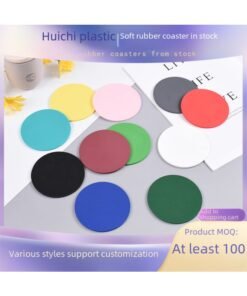 PVC Soft Rubber Coaster Hotel Supplies Advertising Round Heat Insulation Pad Plate Non-slip Silicone Coaster Fixed Logo-Color:Turquoise-Specifications:9cm