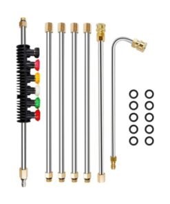 7PCS Pressure Washer Extension Wand Set, 8 Ft Replacement Lance with 5 Nozzle Tips 4000 PSI