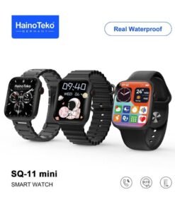 Haino Teko Mini Smart Watch with Full Screen AMOLED Display, Real Waterproof, 3 Pairs of Straps for Ladies and Gents – Stylish Fitness Tracker with Heart Rate, Sleep Monitoring, and Notifications – Black