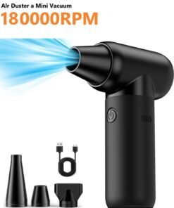 Changli 3-in-1Electric Air Duster, Air Duster, Multi-Use Compressed Air Duster, 180000RPM Compressed Air Duster, 3 Gear Adjustable Jet Dry Blower can Reusable Can for Computer Keyboard,Outdoors,Car,Home