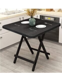 Loquat Foldable Table, Portable Camping Table Wooden Square Desk Simple Design, Multifunctional Folding Table Lunch Table, Space Saving Stable and Durable, for Camping Dining Garden Picnic Coffee (Black 60*60cm)