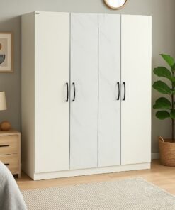 Royaloak Archer 4 Door Wardrobe, MDF Construction, Melamine Finish, Freestanding Bedroom Cupboard – Durable & Modern Storage Cabinet