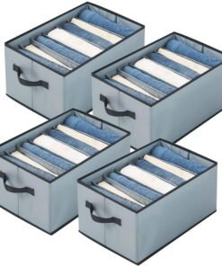 LAXIS ® Wardrobe Organizer For Clothes Organisers Storage Box Clothes Organiser For Wardrobe Stackable Organizer For Wardrobe Cloth Storage Box Drawer Organizer (Grey, Pack of 4)