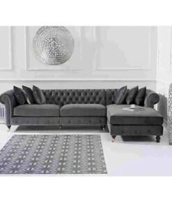 Maharat Al Bahar Regal Modern Luxury Fabric Sofa Set 4 SeaterDark Grey 260X90X80