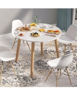 Modern Dining Table Coffee Table Kitchen Table with Solid Wooden Legs Round Table for Living Room Kitchen Dining Room Lounging Cafeterias (Round, 80 * 80 * 73CM)