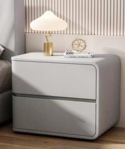 fashionhome Set of 2 Modern Luxury High Gloss Nightstand Bedside Tables with 2 Storage Drawers Solid Wood Bedside End Tables 45x40x45 cm (Fully Assembled)