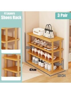 HOME TASTE Versatile Wood Shoe Rack and Shelf Organizer Multi-Level Storage for Shoes, CDs, Books, and More