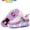 LITTLE ROCKZ LED Flash Light Fashion Shiny Sneaker Skate Heelys Shoes With Wheels And Lightning Sole