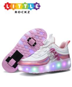 LITTLE ROCKZ LED Flash Light Fashion Shiny Sneaker Skate Heelys Shoes With Wheels And Lightning Sole