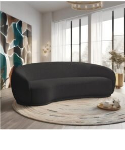 Wooden Twist Snug Rounded Back Rich Modern Boucle 3 Seater Sofa