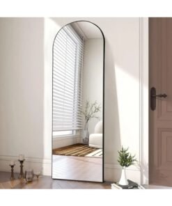 Noon East Full Length 160x45 cm Arched Shape Mirror With Stand, Arched Wall Mirror, Black Floor Mirror Freestanding, Wall Mounted Mirror for Bedroom Living Room - Black