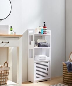 Kings Brand Furniture - Danver Wood Bathroom Floor Storage Cabinet with 3 Open Shelfs, White