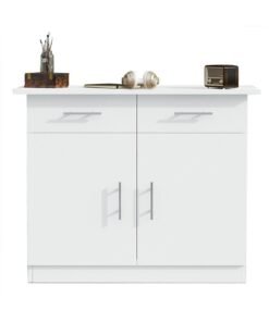 Mahmayi Stylish Multifunctional Medium Height Cabinet with 2 Drawer, and 2 Door Storage Ideal for Hallway, Living Room, Kitchen, Bedroom - White