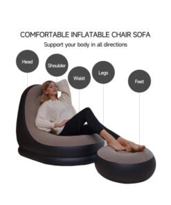 2 Pack Foldable Portable Inflatable Bean Bag Chair, Lazy Sofa, Inflatable Couch, Inflatable Sofa, Inflatable Seat, Air Furniture Set with Footrest, Air Pump for Indoor, outdoor,Camping Travel Beach Picnic - Image 3