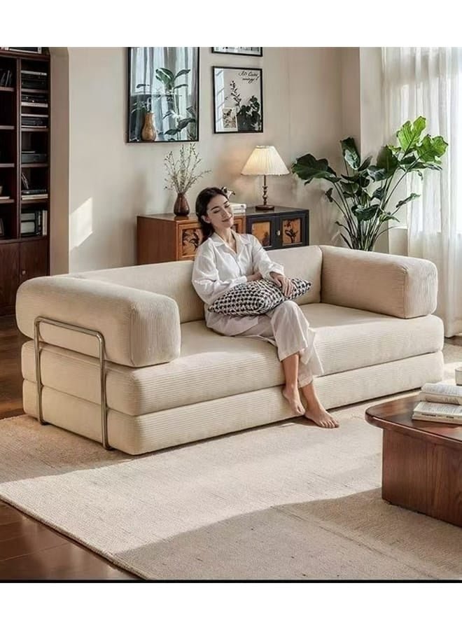 fashionhome 2 in 1 Multipurpose Use Sofa Cum Bed Comfortable Ergonomic Design Sleeper Sofa Folding Couch Mattress Convertible Living Room Furniture 220x170 cm - Image 4
