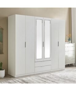 Home Box Veneto 6-Door Wardrobe with 2 Drawers and Mirrors