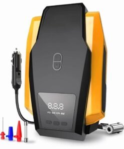 AccLoo Air Compressor Portable Tire Inflator 12V DC Digital Air Pump with LED Light and 3pcs Inflatable Mouth for Car Tires/Bicycles/Motorcycles/Basketballs and Other Inflatables