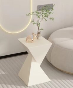 Alternative view of Kutis Geometric Sofa Side Table Coffee Table End Table For Living Room And Bedroom Steel White 32x32x50 cm