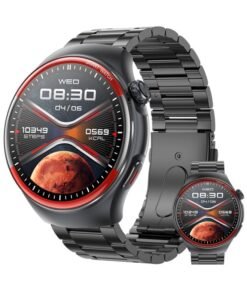 RollsTimi  1.43 inch Smartwatch Fitness Running Watch Bluetooth Temperature Monitoring Pedometer Call Reminder Compatible with Android iOS Women Men Hands-Free Calls Waterproof watch