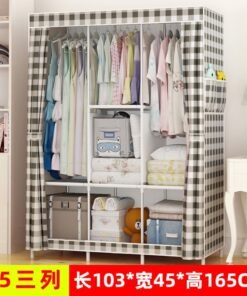 Simple Wardrobe Fabric Steel Frame Single Double Cloth Wardrobe Storage Simple Modern Economical Bedroom Assembled Wardrobe